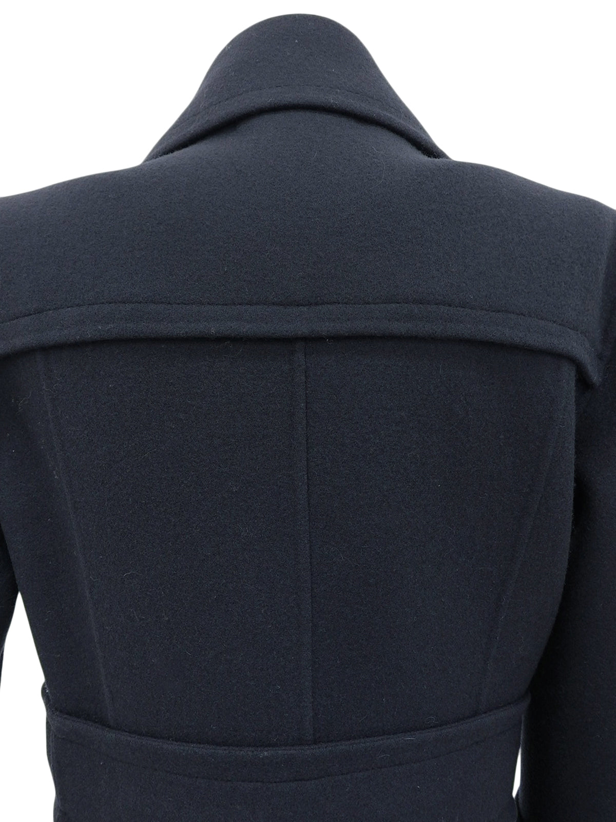 Navy wool logo zip-up coat