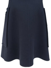 Navy wool logo zip-up coat