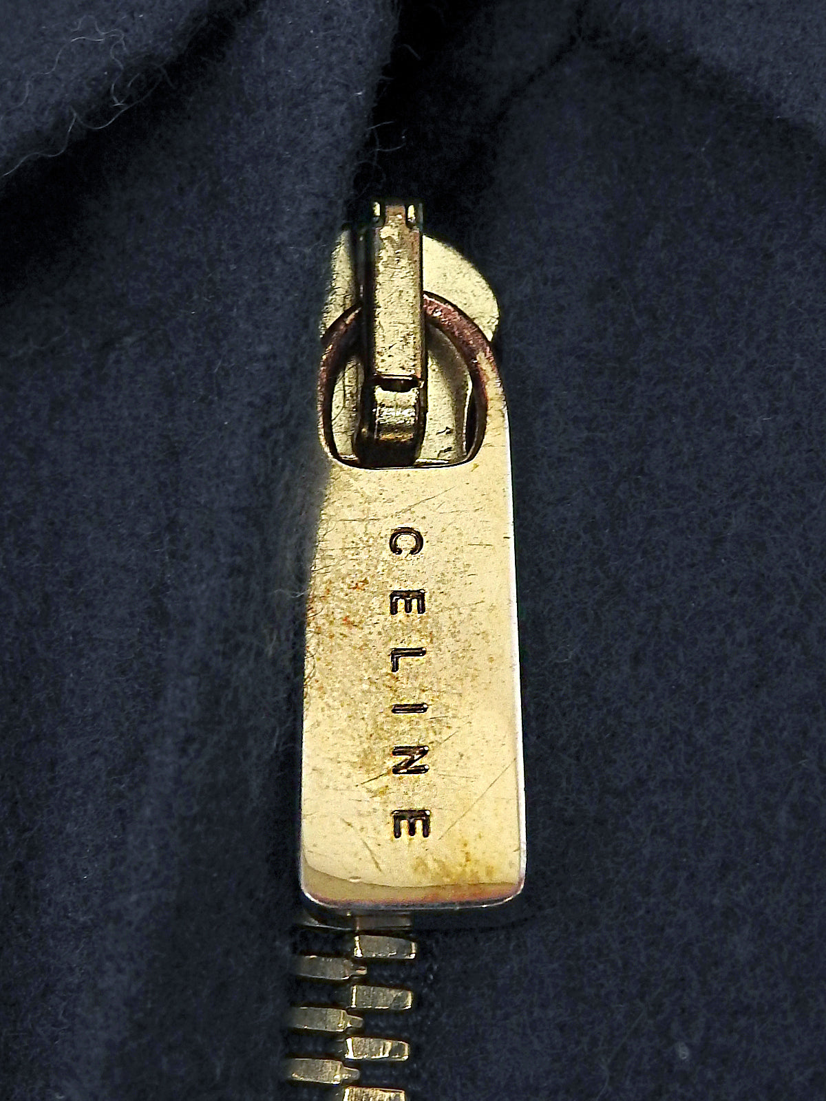 Navy wool logo zip-up coat