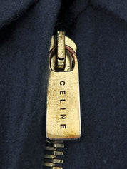 Navy wool logo zip-up coat