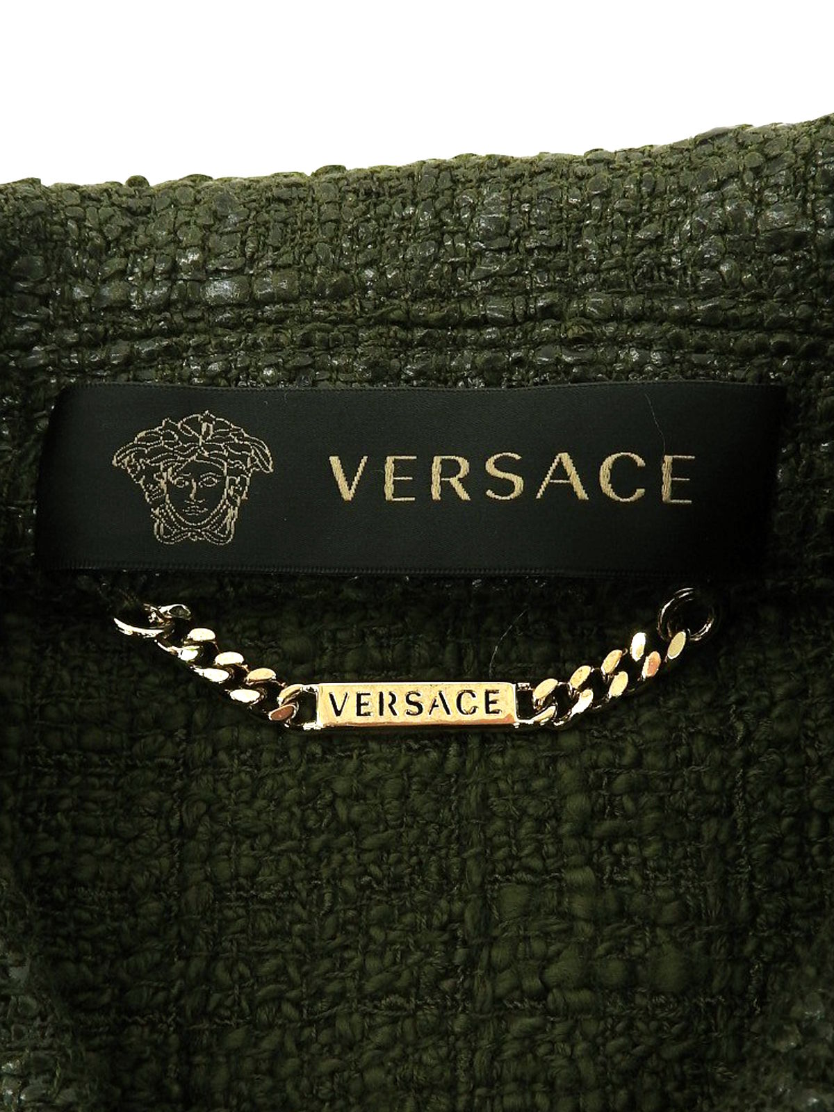 ツイードトリムデザインジャケット グリーン