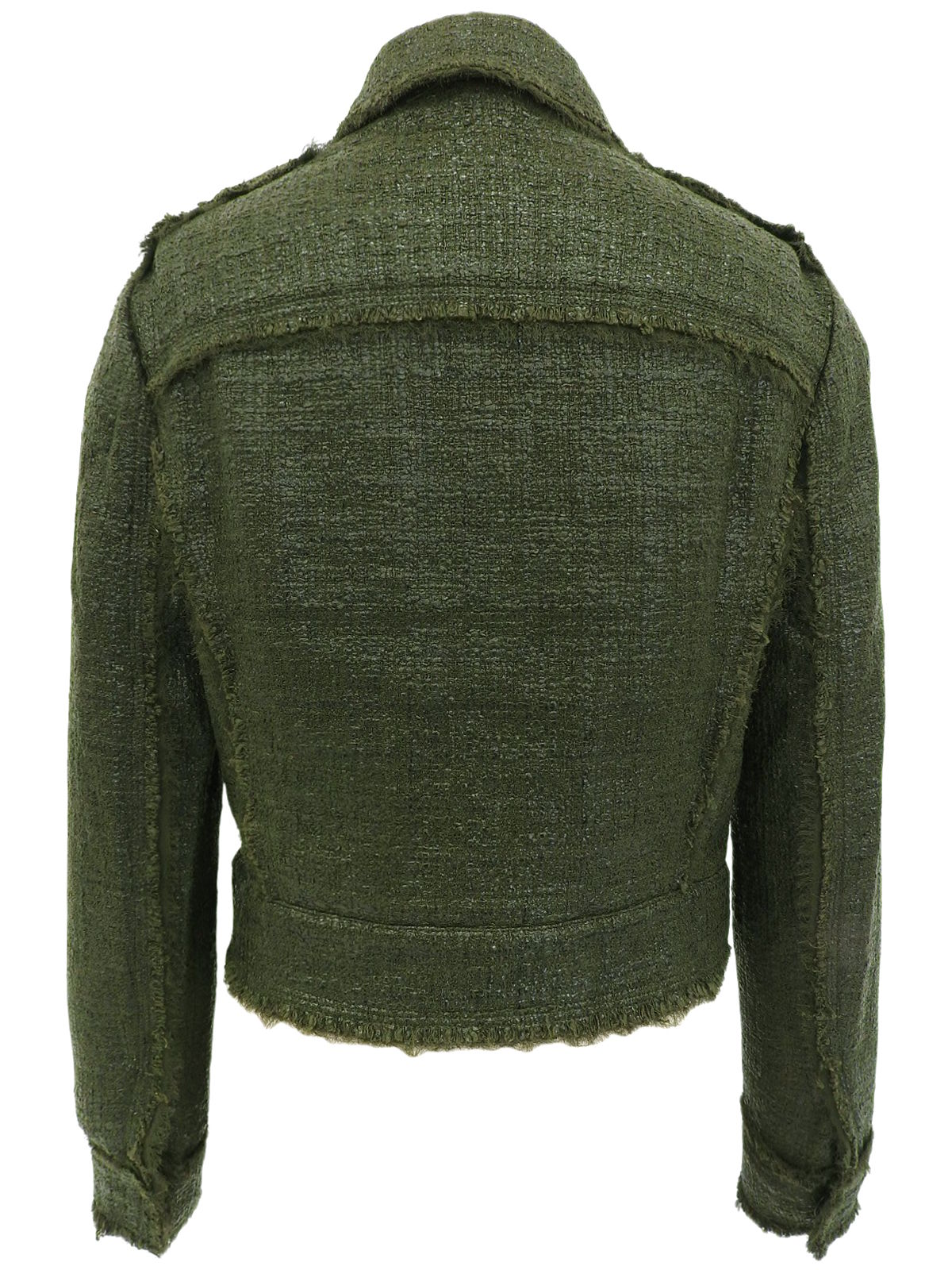 ツイードトリムデザインジャケット グリーン