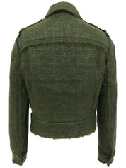 ツイードトリムデザインジャケット グリーン