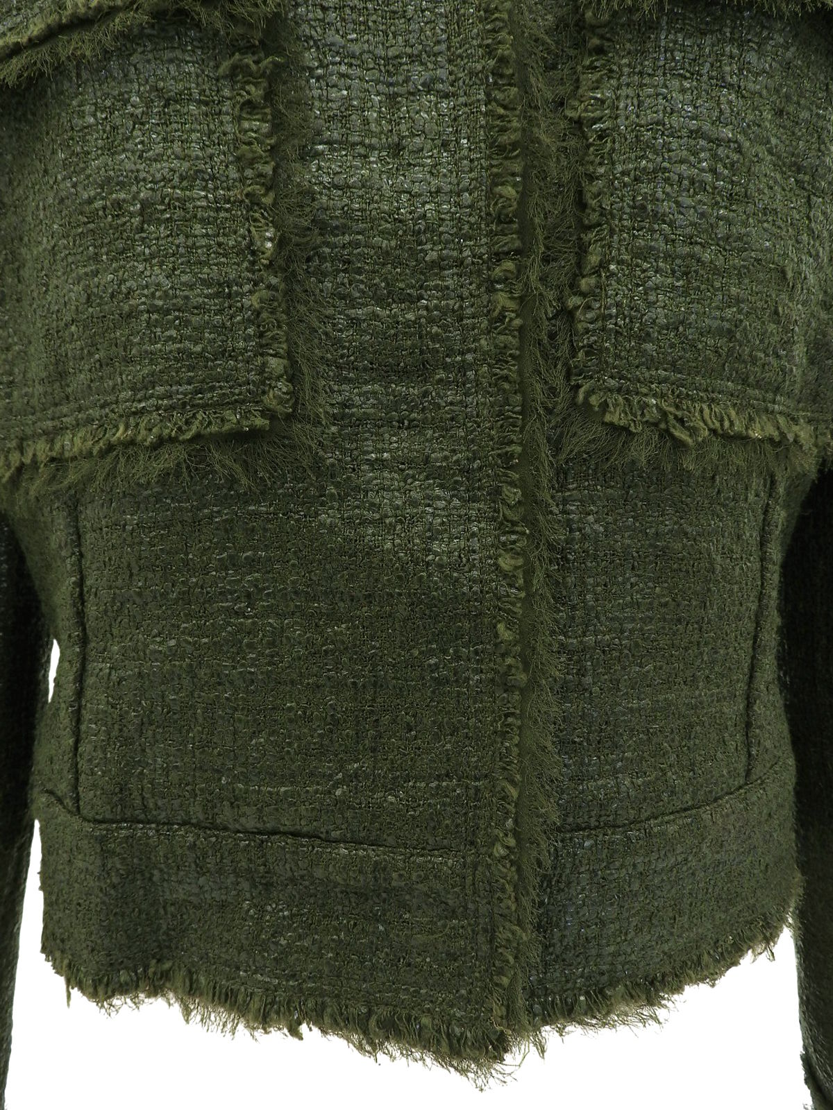 ツイードトリムデザインジャケット グリーン