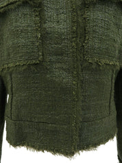 ツイードトリムデザインジャケット グリーン