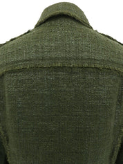 ツイードトリムデザインジャケット グリーン