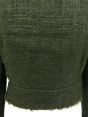 ツイードトリムデザインジャケット グリーン