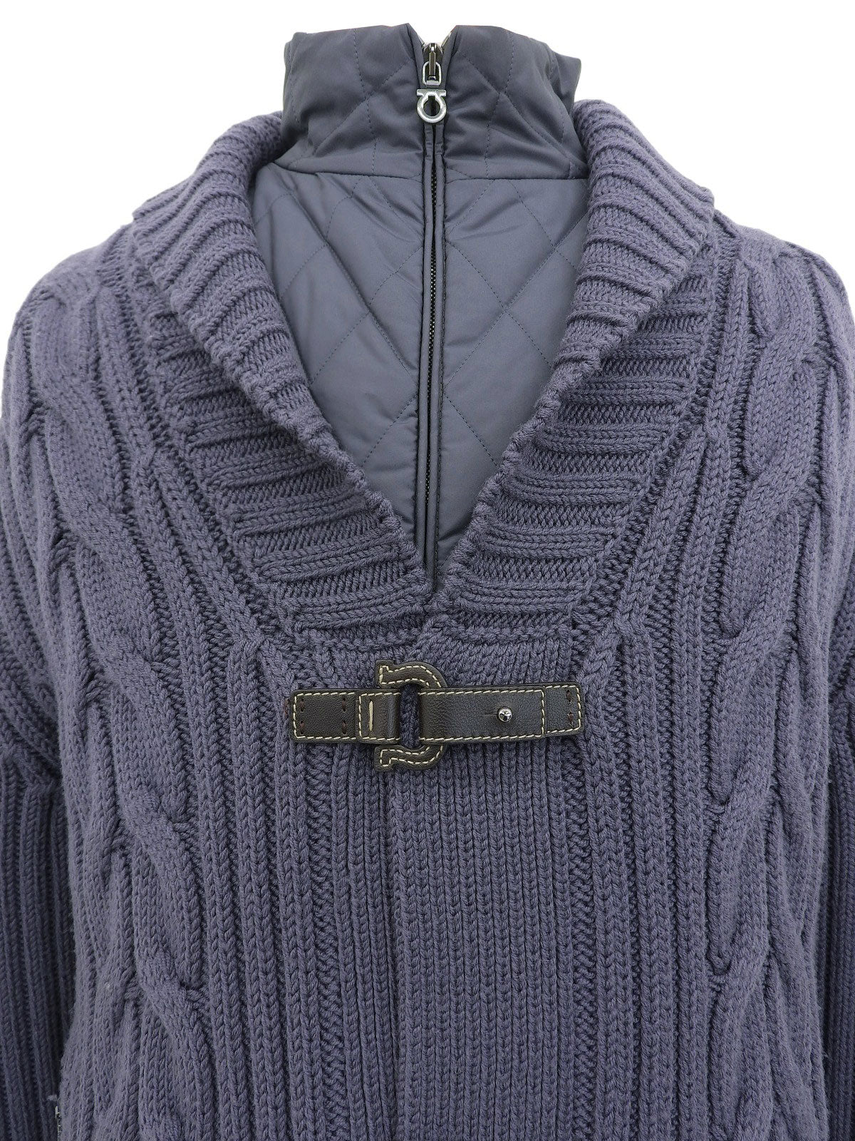 ウールニットダウンコート パープル