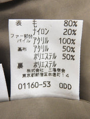 ファーカラーヘリンボーンパターンショートコート ブラウン