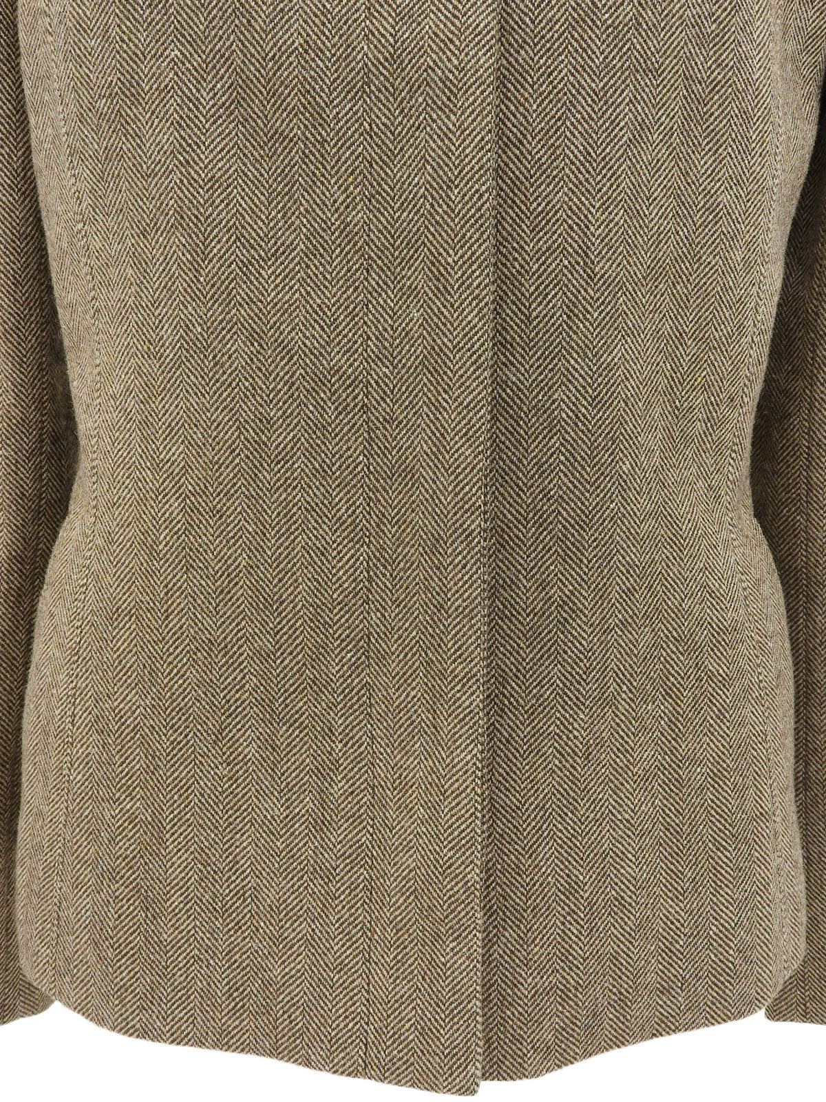 ファーカラーヘリンボーンパターンショートコート ブラウン