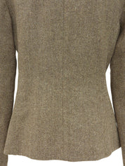 ファーカラーヘリンボーンパターンショートコート ブラウン