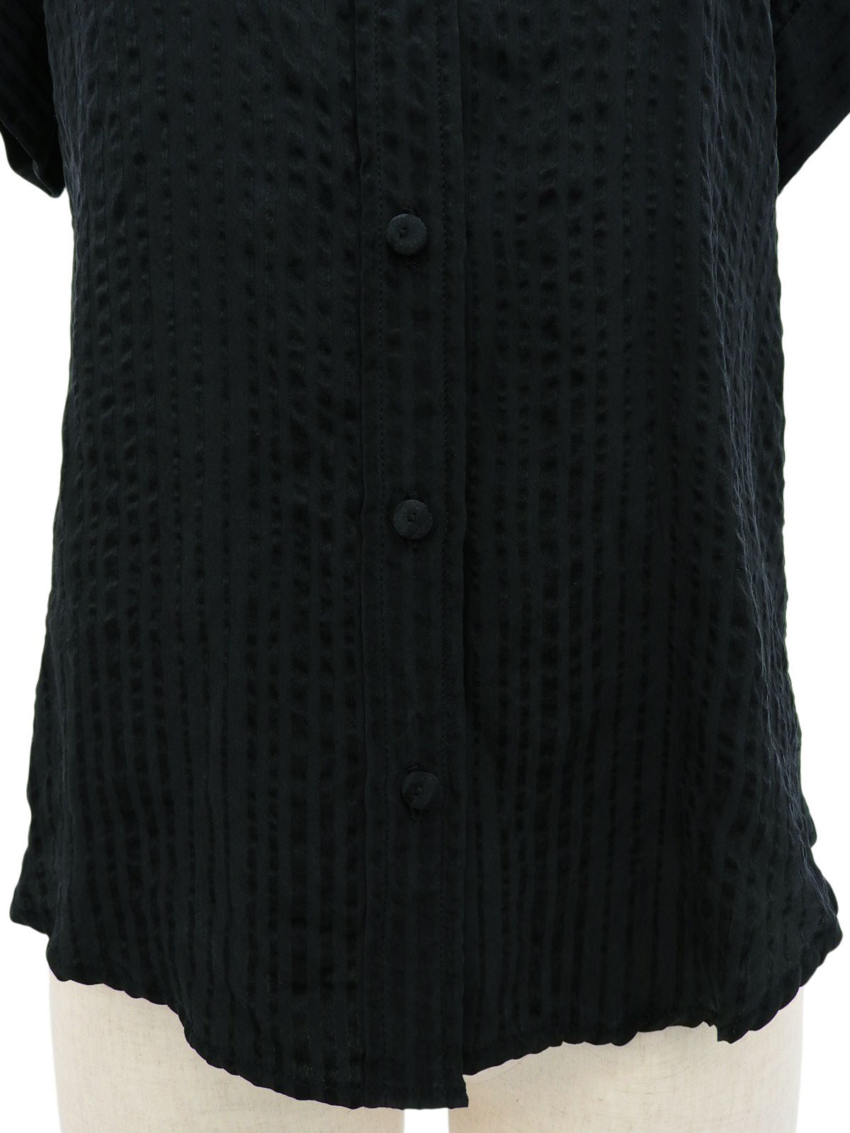 シルクストライプパターンハーフスリーブシャツ ブラック