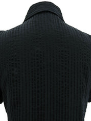 シルクストライプパターンハーフスリーブシャツ ブラック