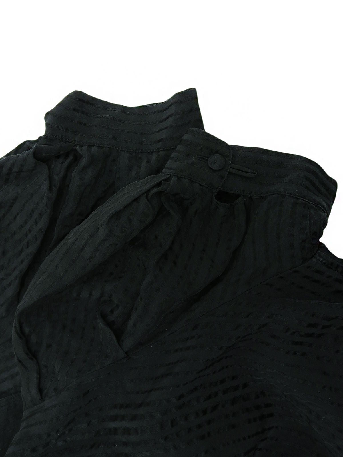 シルクストライプパターン半袖シャツ ブラック