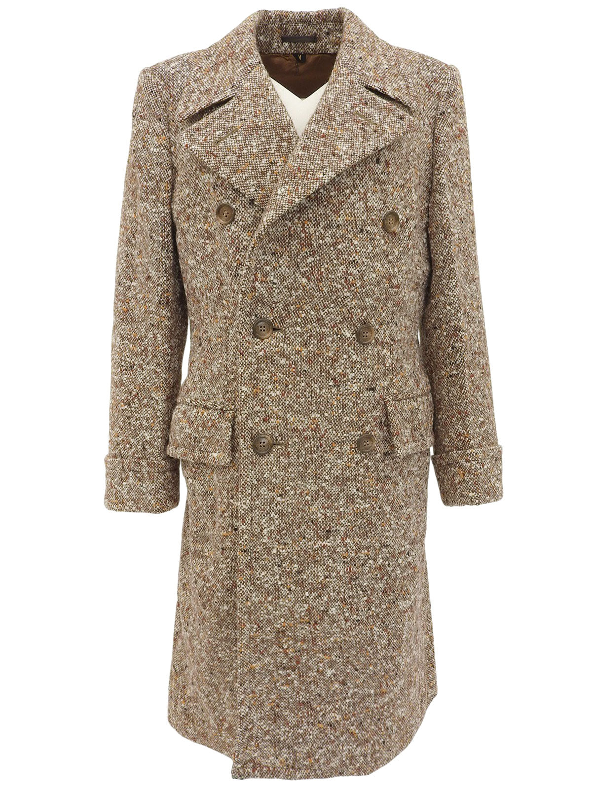 ツイードダブルブレストコート ブラウン