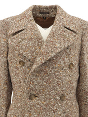 ツイードダブルブレストコート ブラウン