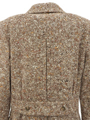 ツイードダブルブレストコート ブラウン