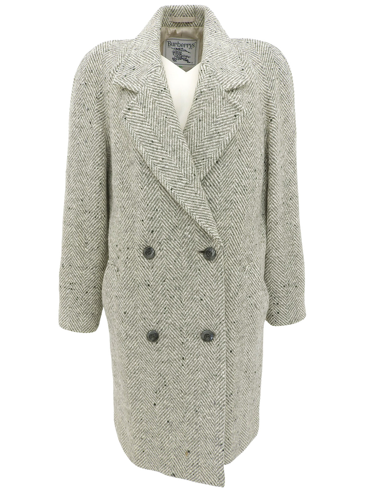 ヘリンボーンパターンコート グレー/ベージュ