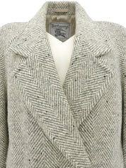 ヘリンボーンパターンコート グレー/ベージュ