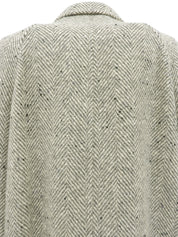 ヘリンボーンパターンコート グレー/ベージュ