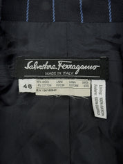 ストライプパターンガンチーニボタンセットアップ ネイビー