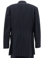 ストライプパターンガンチーニボタンセットアップ ネイビー