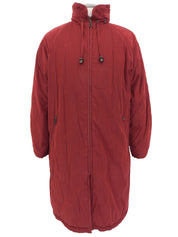B logo embroidered zip-up long coat in Bordeaux