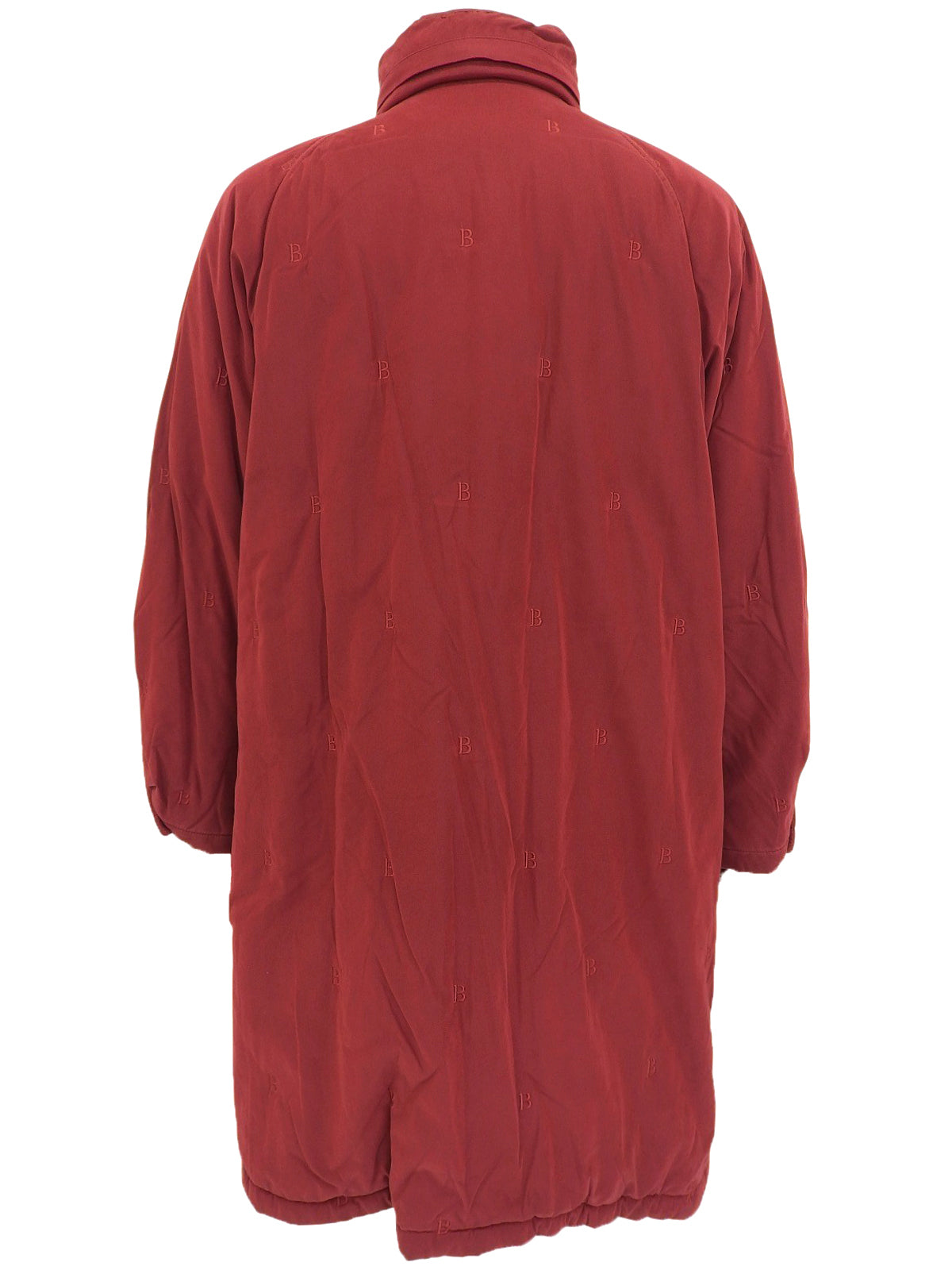 Bロゴ刺繍ジップアップロングコート ボルドー