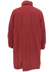 Bロゴ刺繍ジップアップロングコート ボルドー