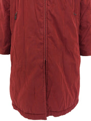 B logo embroidered zip-up long coat in Bordeaux