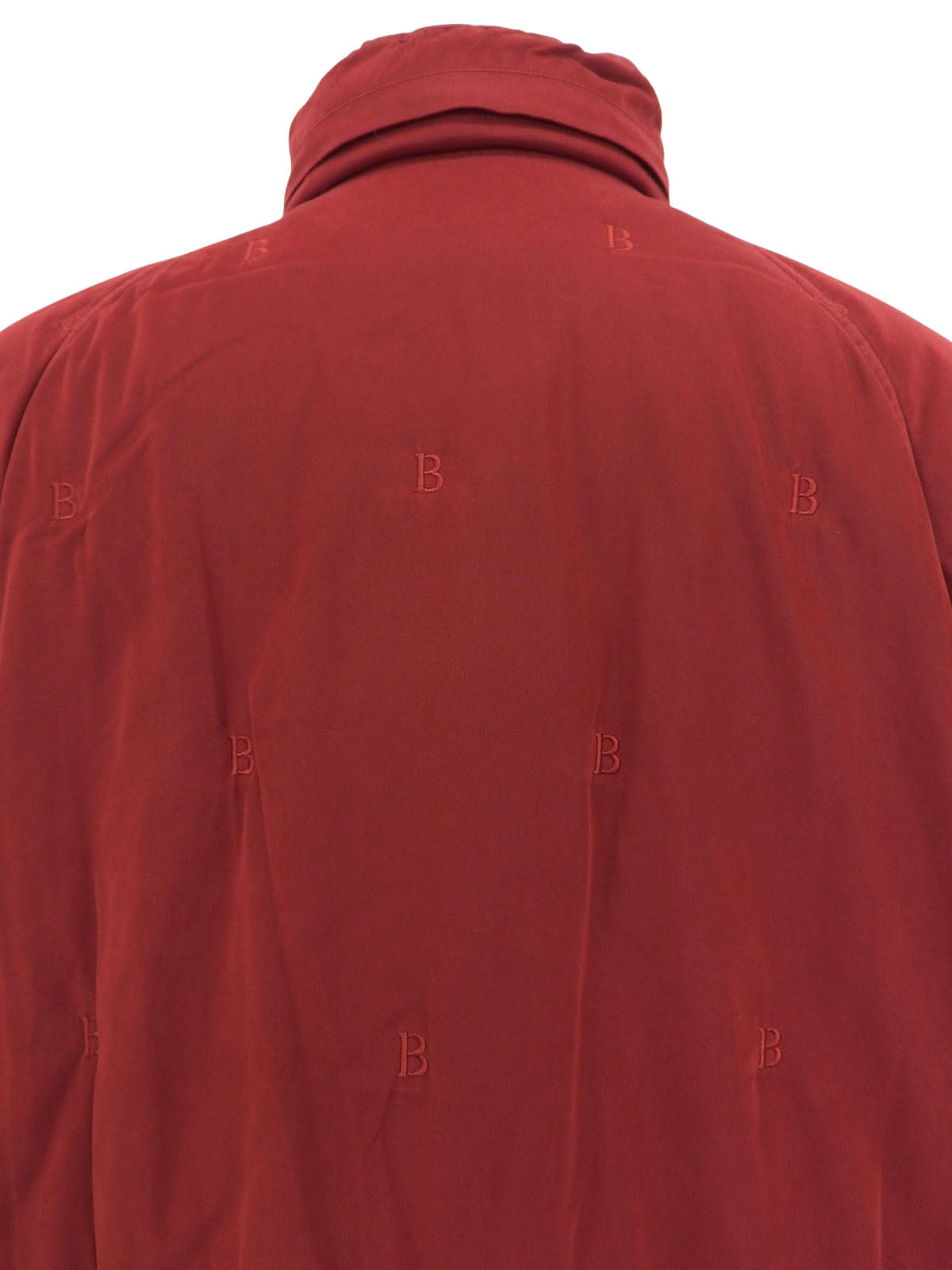 Bロゴ刺繍ジップアップロングコート ボルドー