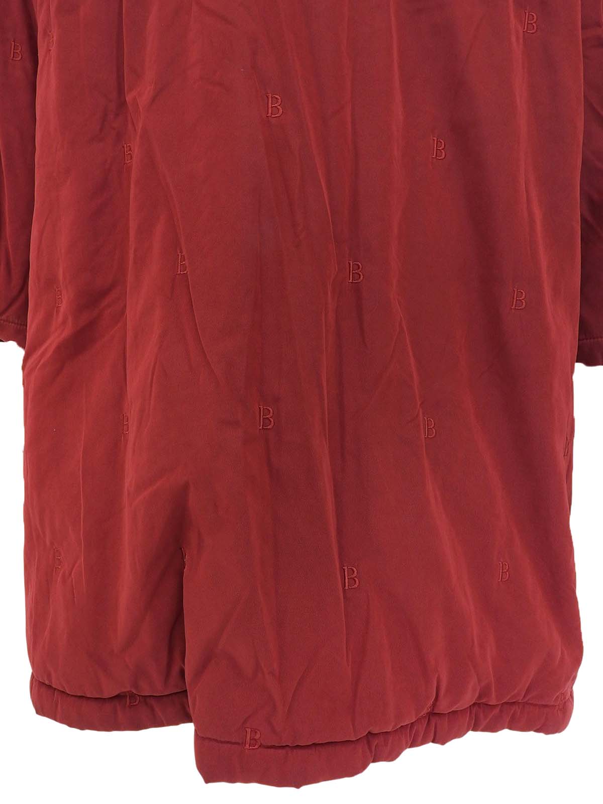 Bロゴ刺繍ジップアップロングコート ボルドー