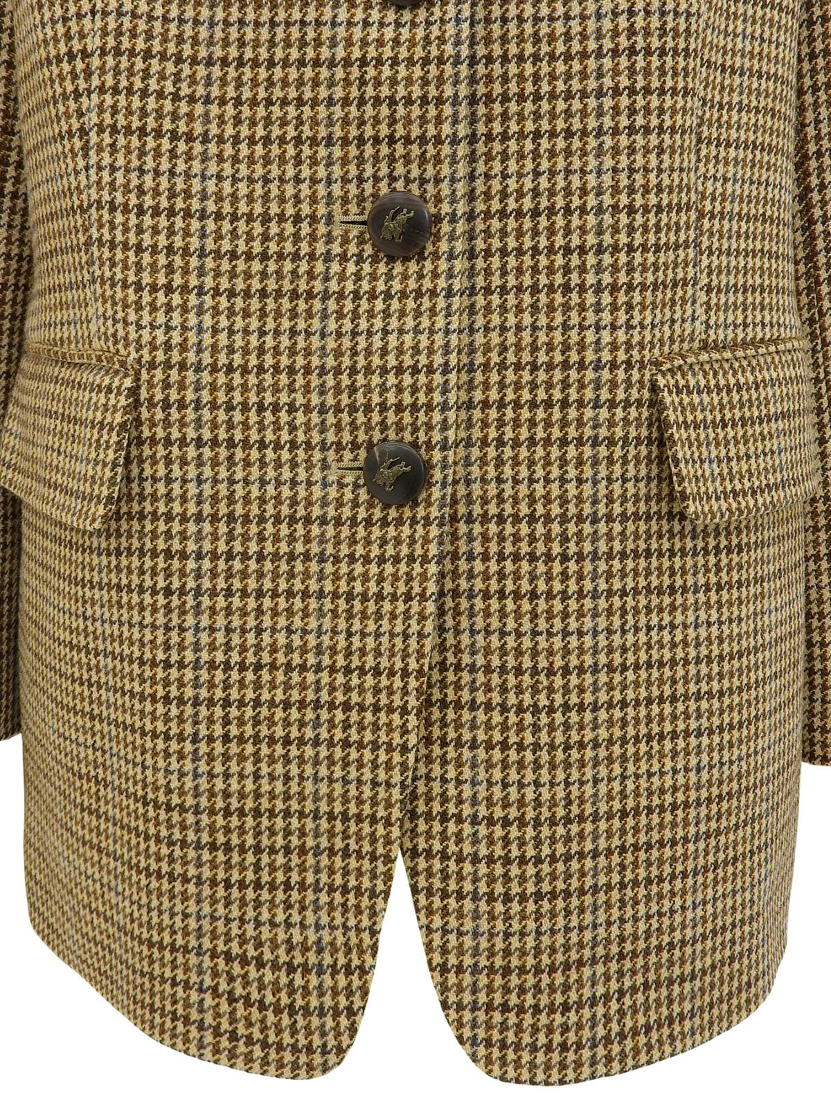ツイードチェックパターンロゴボタンジャケット ブラウン/マルチ