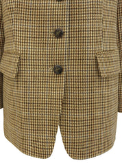 ツイードチェックパターンロゴボタンジャケット ブラウン/マルチ