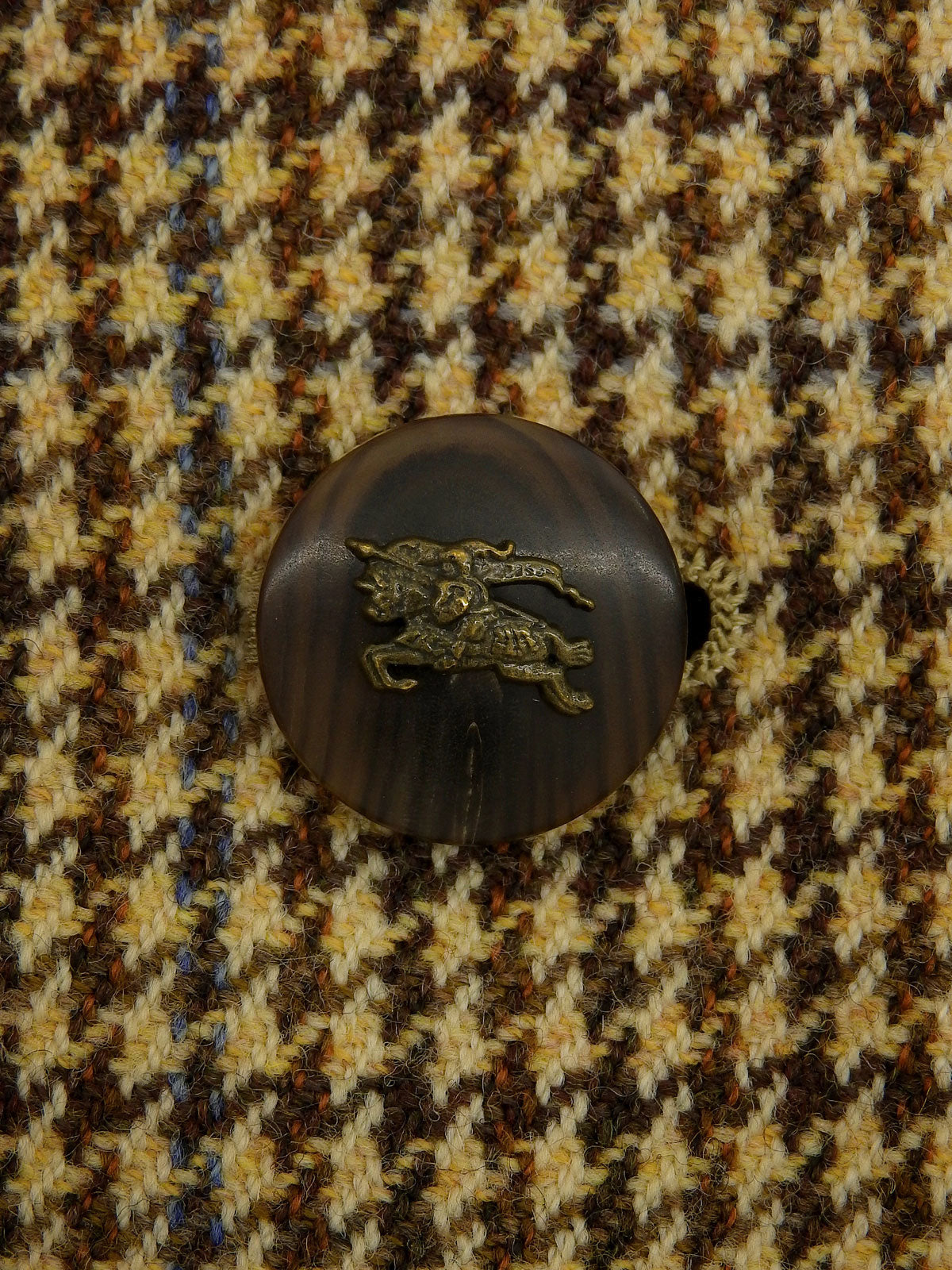 ツイードチェックパターンロゴボタンジャケット ブラウン/マルチ