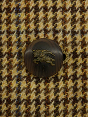 ツイードチェックパターンロゴボタンジャケット ブラウン/マルチ