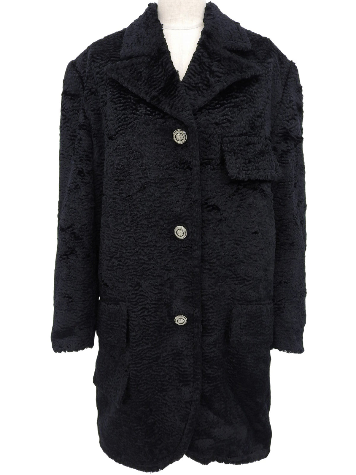 ファーメデューサボタンコート ブラック