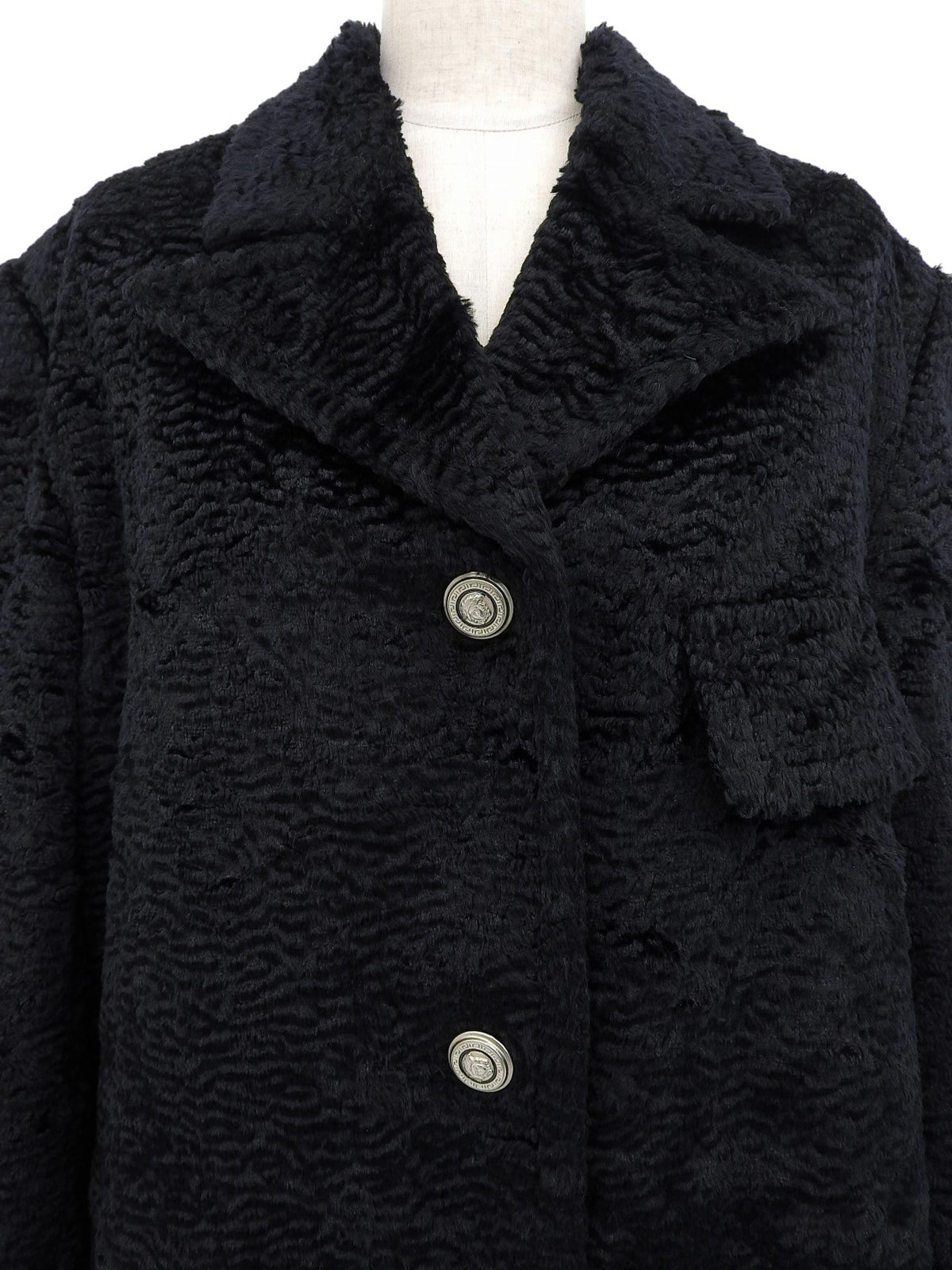 ファーメデューサボタンコート ブラック