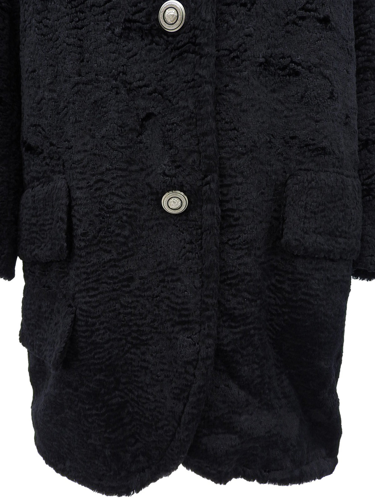 ファーメデューサボタンコート ブラック