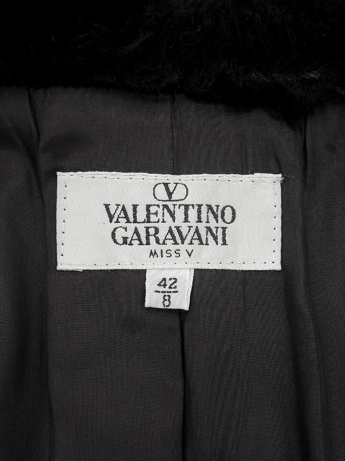 ファーカラーロゴボタンロングコート ブラック