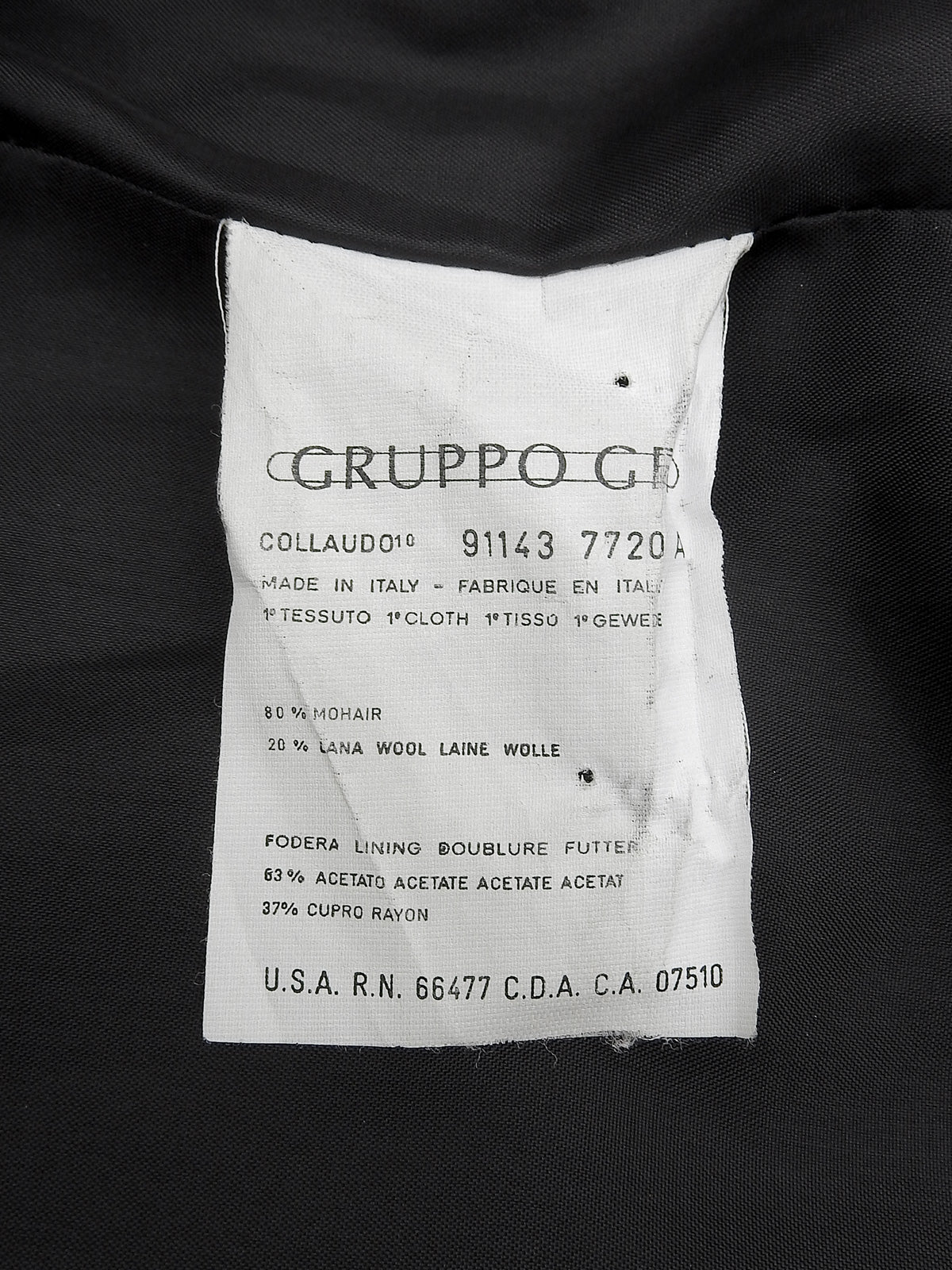 ファーカラーロゴボタンロングコート ブラック