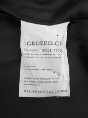 ファーカラーロゴボタンロングコート ブラック