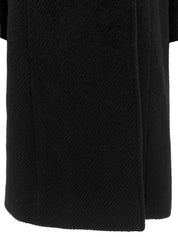 ファーカラーロゴボタンロングコート ブラック