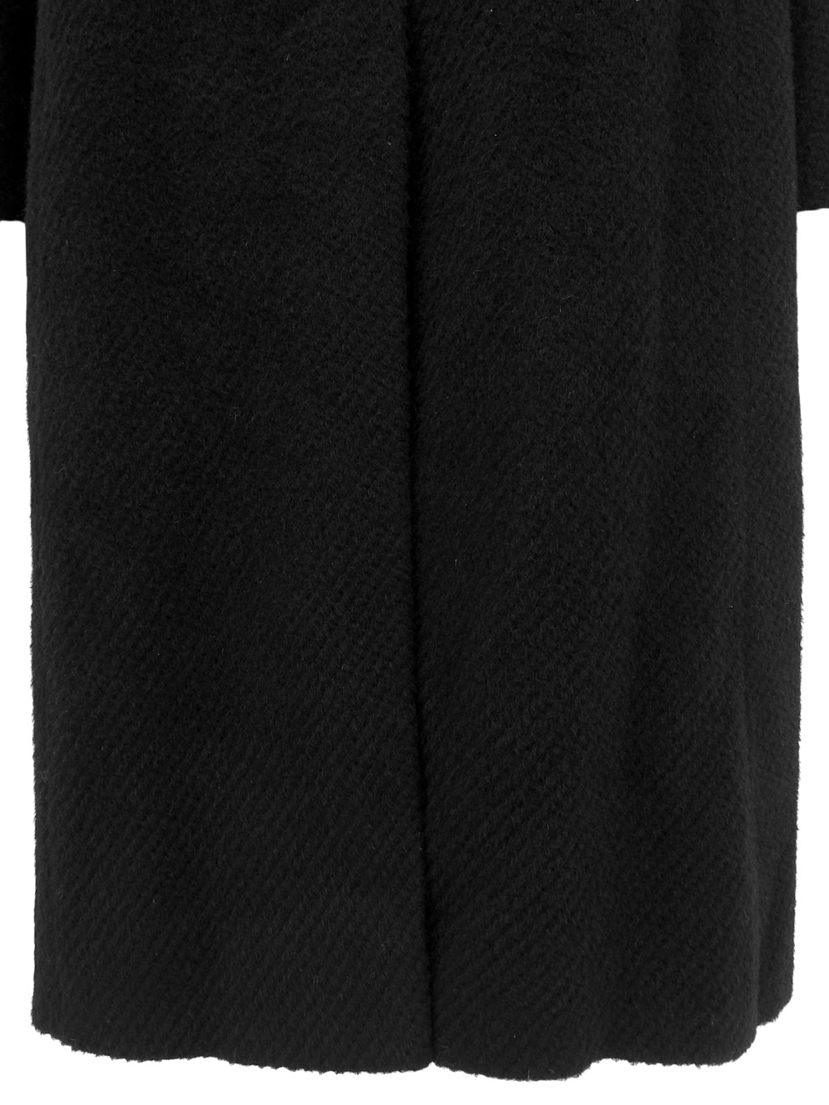 ファーカラーロゴボタンロングコート ブラック