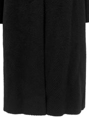 ファーカラーロゴボタンロングコート ブラック