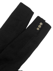 ファーカラーロゴボタンロングコート ブラック