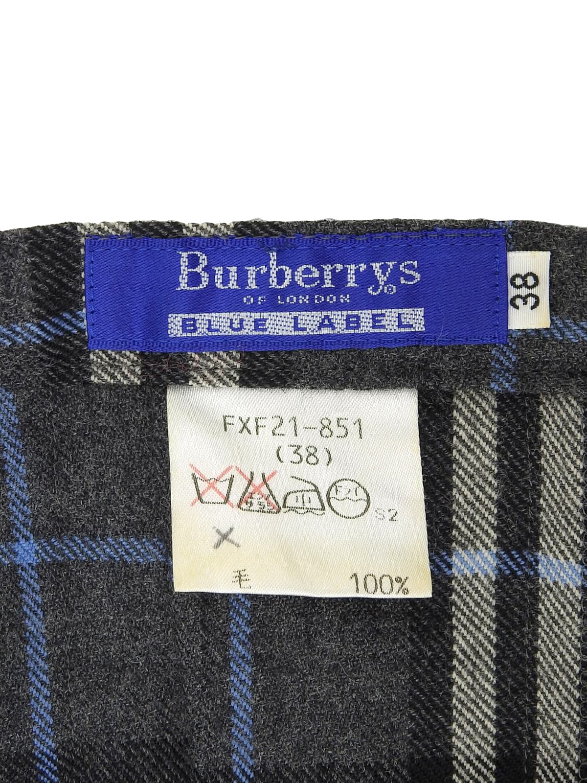 Wool Nova Check Pattern Pleated Skirt in Gray/Blue/Multi