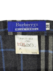 Wool Nova Check Pattern Pleated Skirt in Gray/Blue/Multi