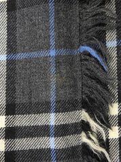 Wool Nova Check Pattern Pleated Skirt in Gray/Blue/Multi