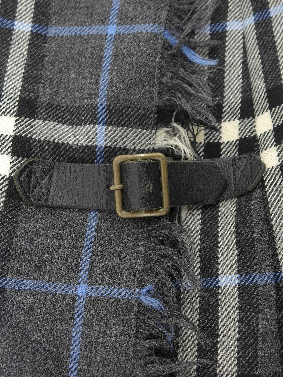 Wool Nova Check Pattern Pleated Skirt in Gray/Blue/Multi